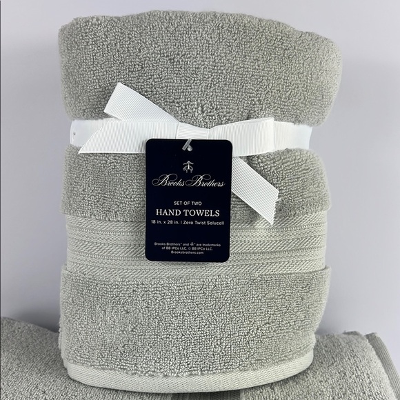 3 Pc Brooks Brothers Gray Bath Towel Set Premium Cotton Zero Twist Solucell NEW - Picture 4 of 9